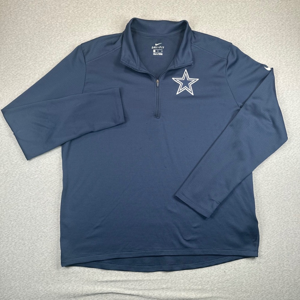 Nike Dri-FIT Dallas Cowboys Mens XL Quarter Zip Pullover Navy Blue NFL Training - Picture 2 of 8